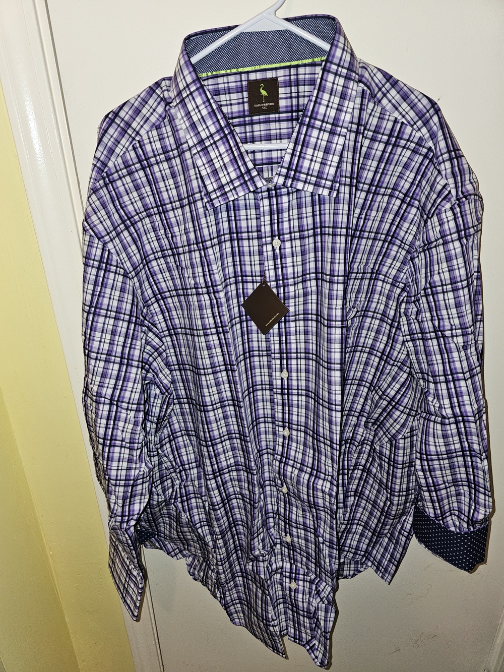 Tailorbyrd Purple and White Plaid Dress Shirt